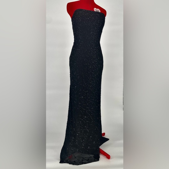 Vintage Dresses & Skirts - 90s Sean Collection Strapless Silk Beaded Floor Length Evening Gown